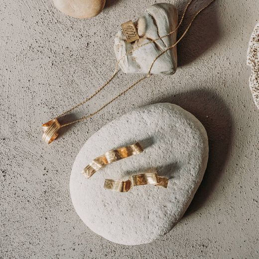 Long ribbon drop stud earrings by Emma Calvert